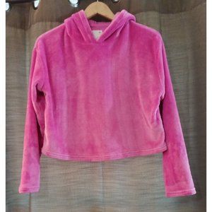 Girls So Cozy Soft Hot Pink Fluffy Cropped Hoodie Size Large